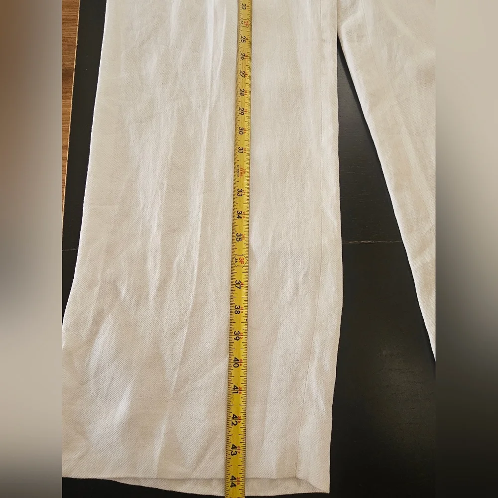 ZARA Ivory Linen Blend Wide Leg Pants Size S NWT High Waist Flowy Pockets Chic